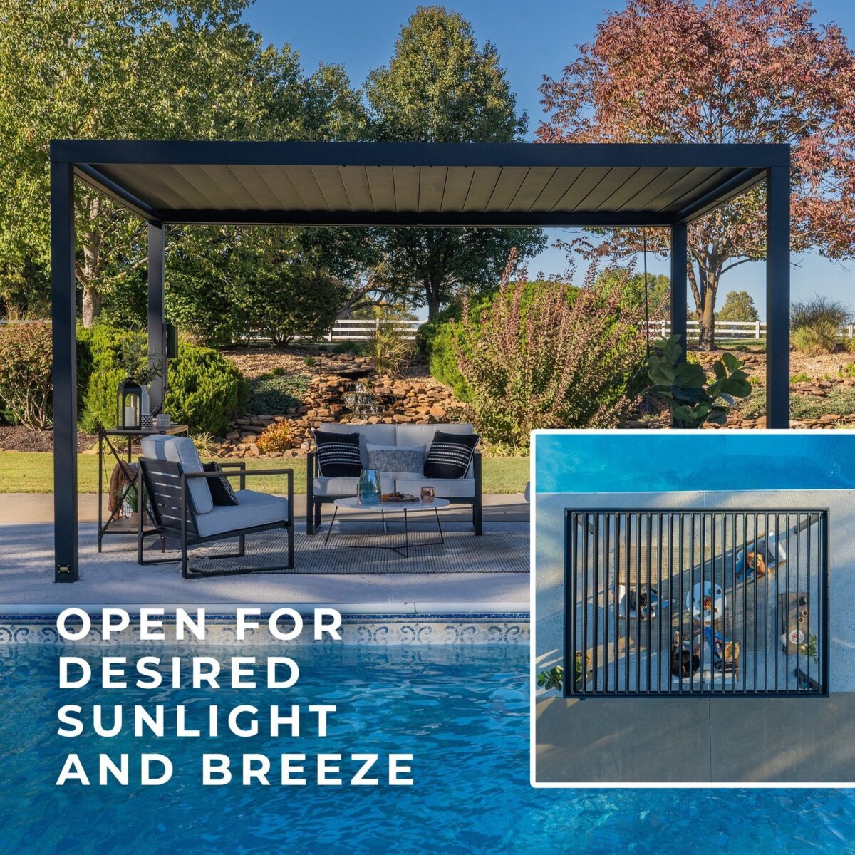 20x10 Sarasota Steel Louvered Pergola