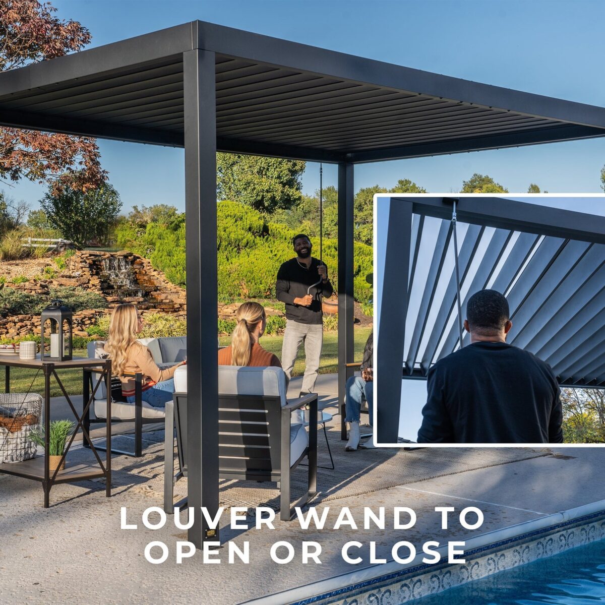 20x10 Sarasota Steel Louvered Pergola