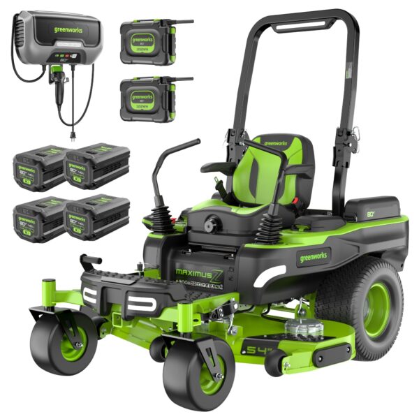82V 54" MaximusZ Zero Turn Riding Mower with (2) 16.0 Ah , (2) 8.0 Ah ,(2) 4.0 Ah Batteries and 1.5kW Charger