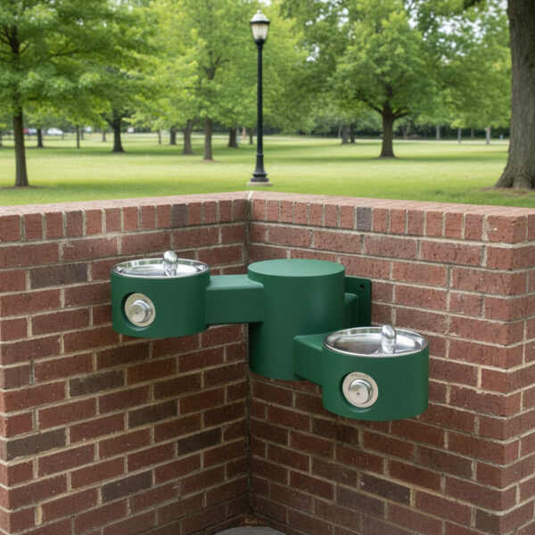 Elkay LK4406EVG Wall-Mounted Bi-Level Outdoor Drinking Fountain