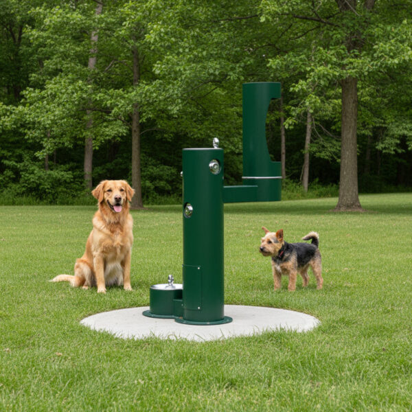 Elkay LK4420BF1LDBFRKEVG ezH2O® Bi-Level Pedestal Bottle Filling Station with Pet Fountain